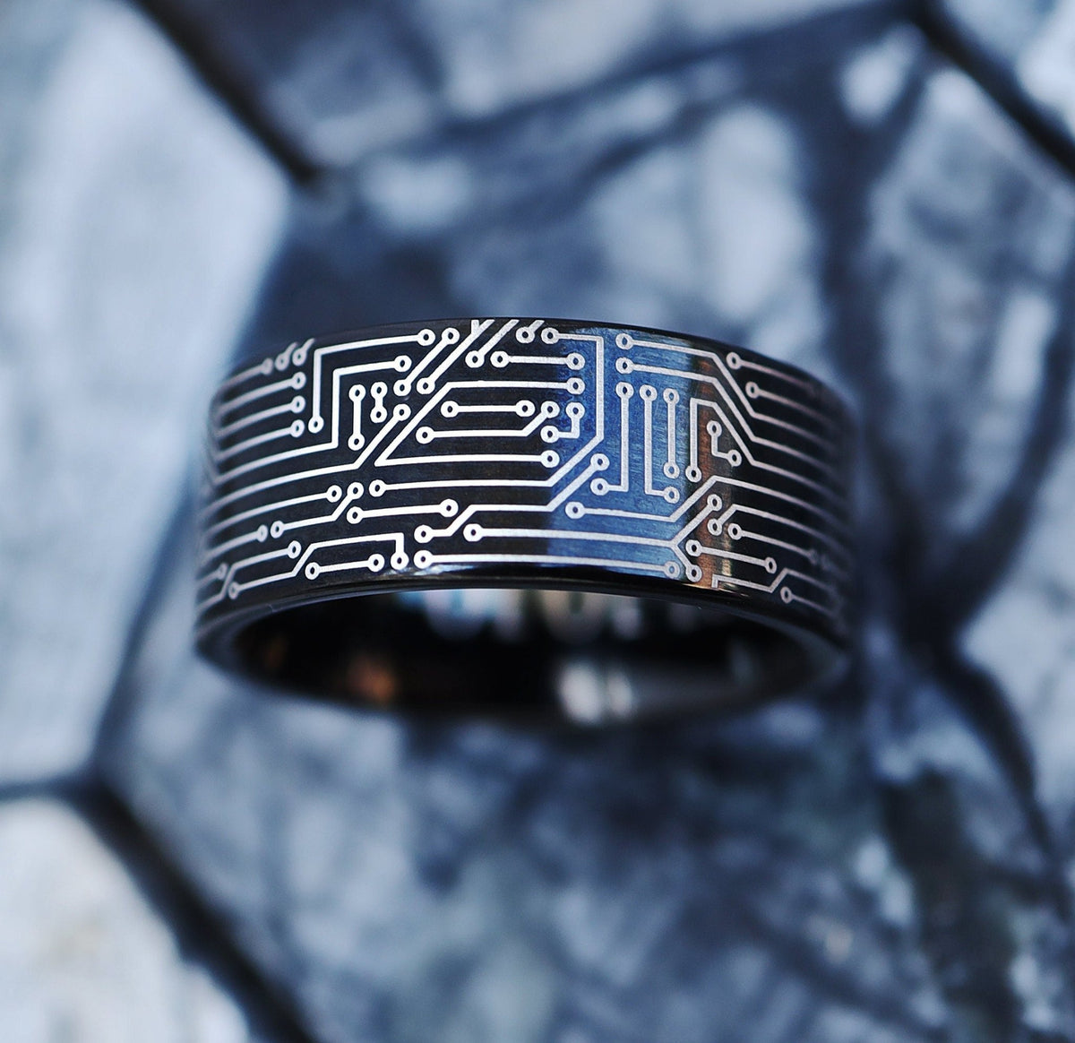 Engraved Motherboard Pattern Ring, Microchip pattern ring, PCB boar...
