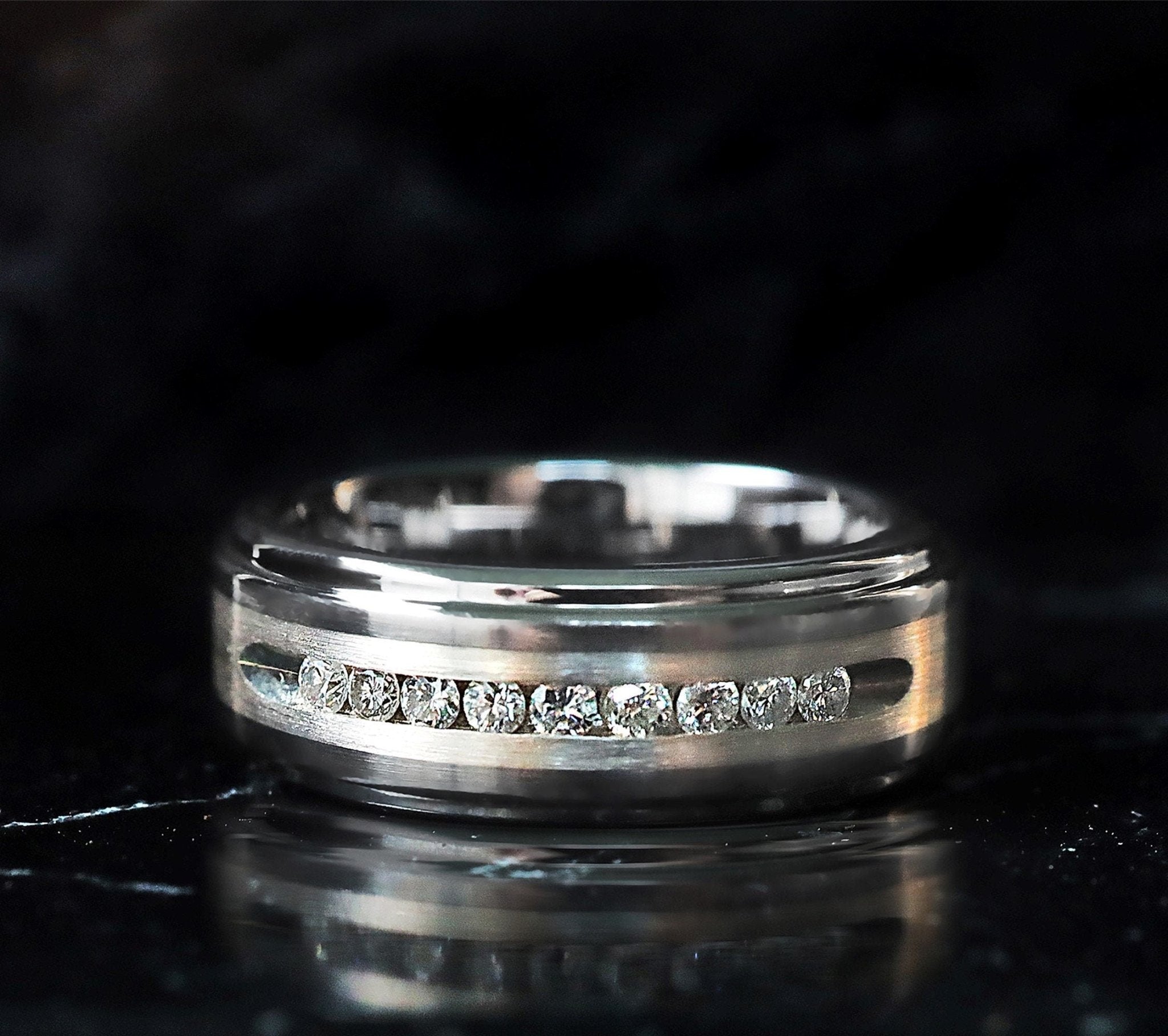 Personalizable Tungsten Wedding Band With Raised Center Brushed