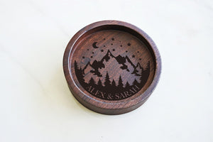 Personalized Mountain Ring Dish, Ring Holder, Engagement Ring Dish, Custom Wedding Ring Dish, Mountain Names Ring Dish, Black Walnut Dish - The Veil